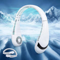Fan Wearable Degrees Hands Fan Cooler Morttic Foldable Fan Sport 5000 Travel Fan, Perfect Personal (White) Outdoor Portable 360 Free Bladeless for 3 Rechargeable Airflow Speeds, USB Fan mAh Neck