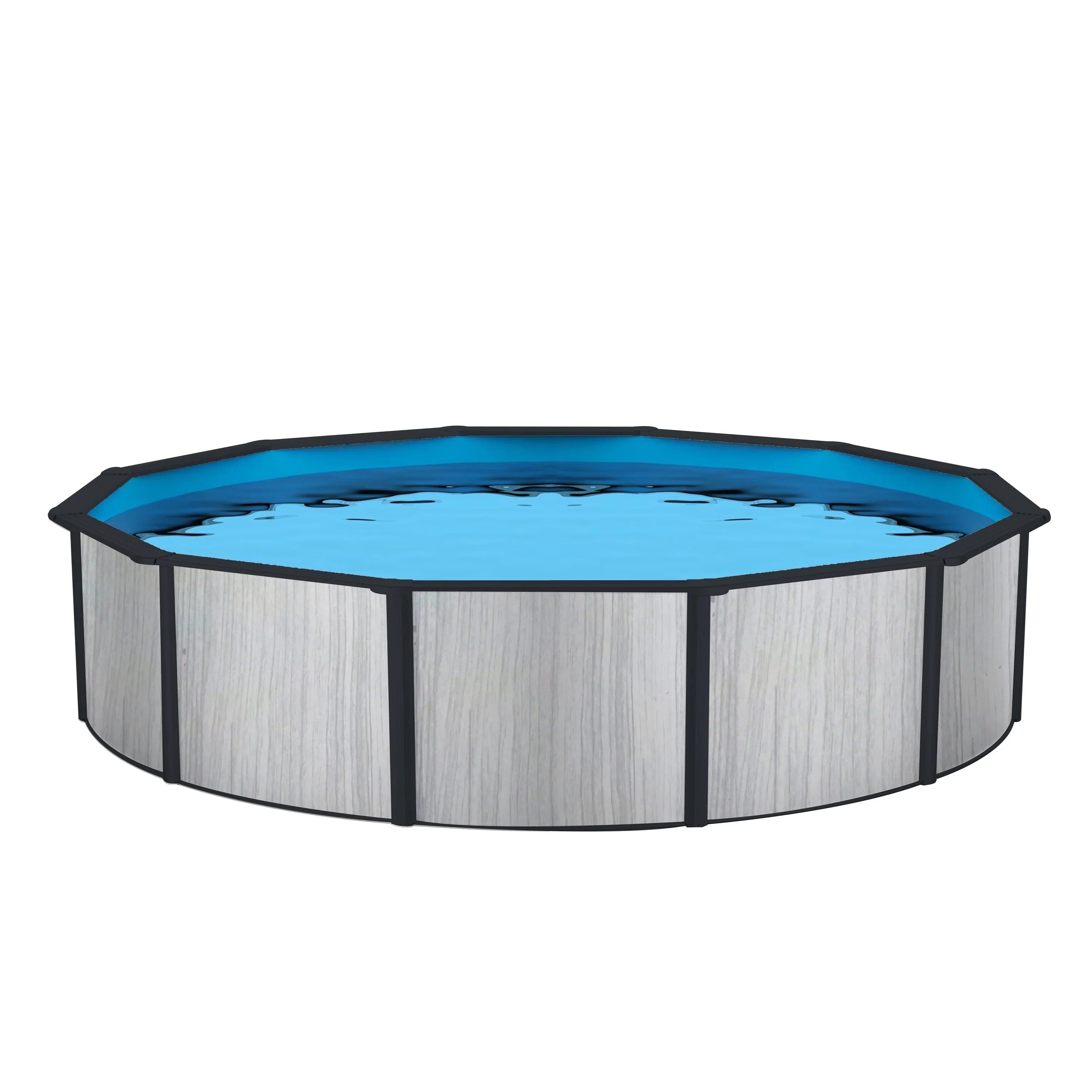 52-in Deep Pool Hybrid 18-ft Top Wave Package with Blue Rail Round 8-in Savannah
