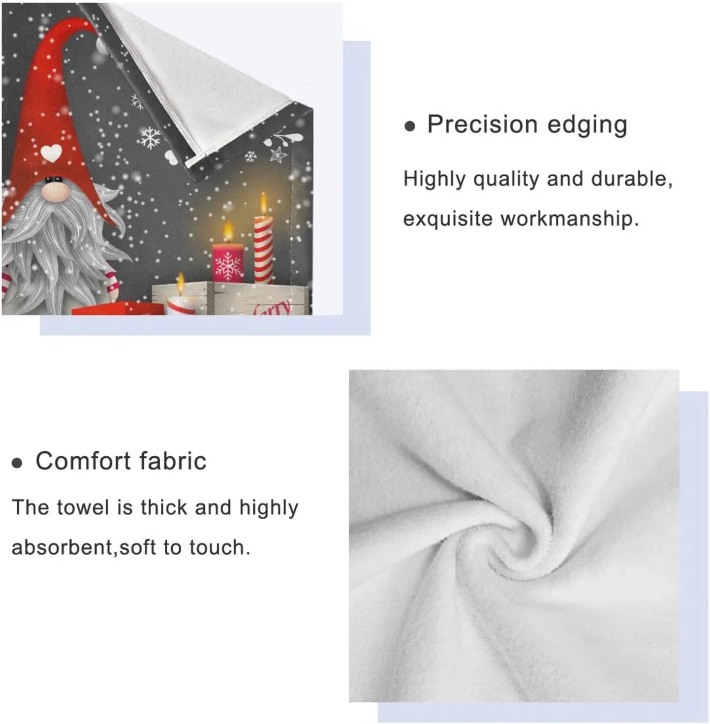 and Hotel Wellsay Absorbent Towel Highly Soft Towels Gym Towel, with Towel Bath 3, Spa Bathroom Christmas Set Hand of Washcloth for Gnome