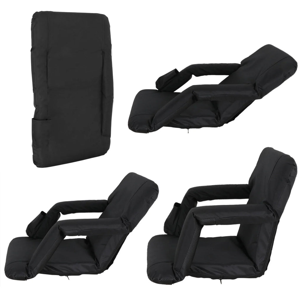 Black ZenSports Bleacher Portable for Positions Reclining Stadium 2PCS 6 Chair Seat