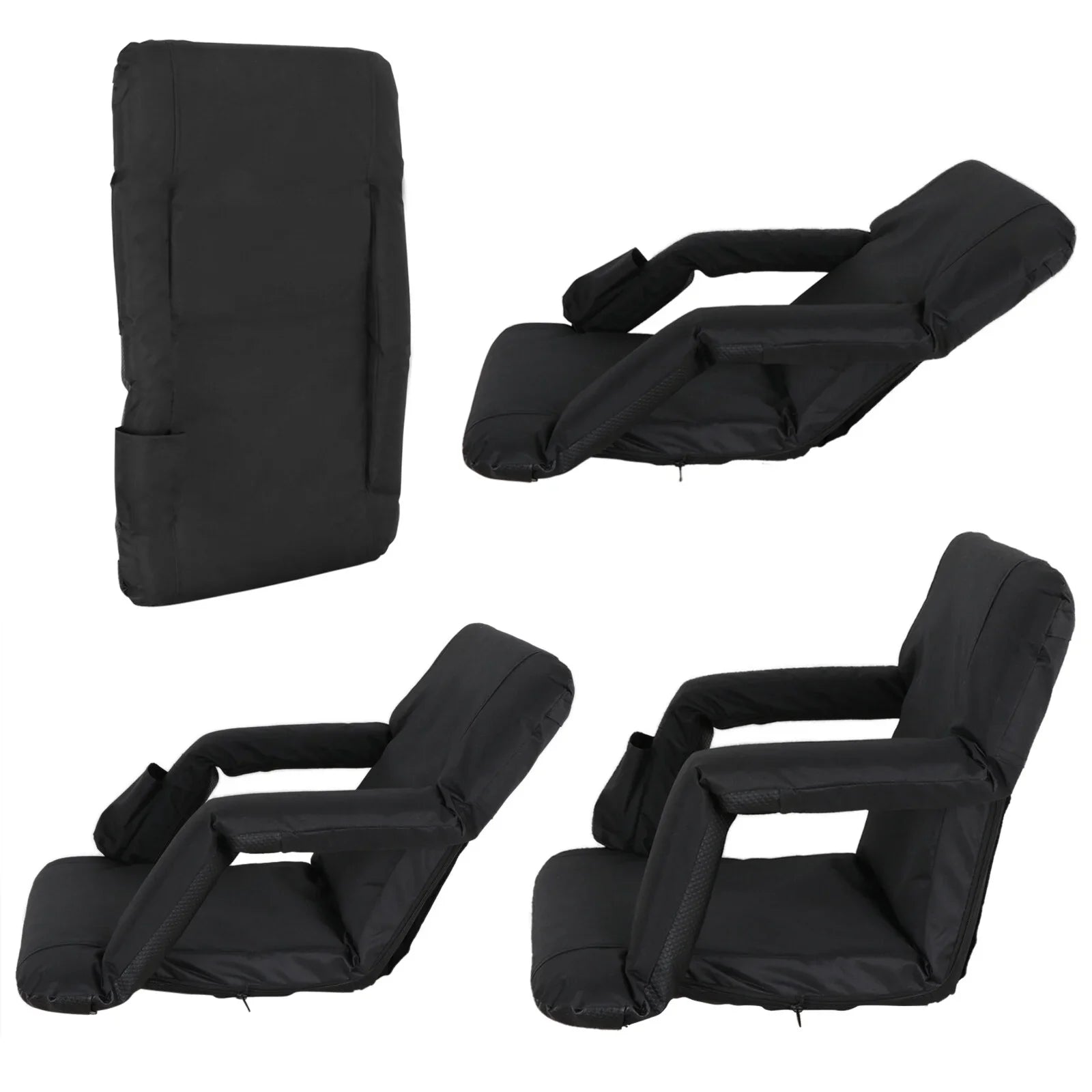 Black ZenSports Bleacher Portable for Positions Reclining Stadium 2PCS 6 Chair Seat