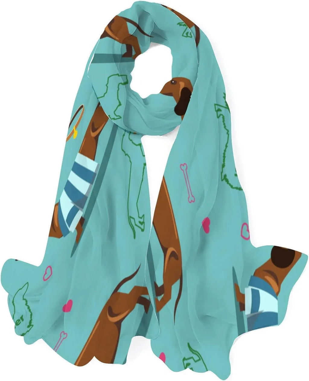Neck Silk for Shawl Blue Lightweight Women Long Wrap Hyjoy Scarves Dachshund Scarf Girls