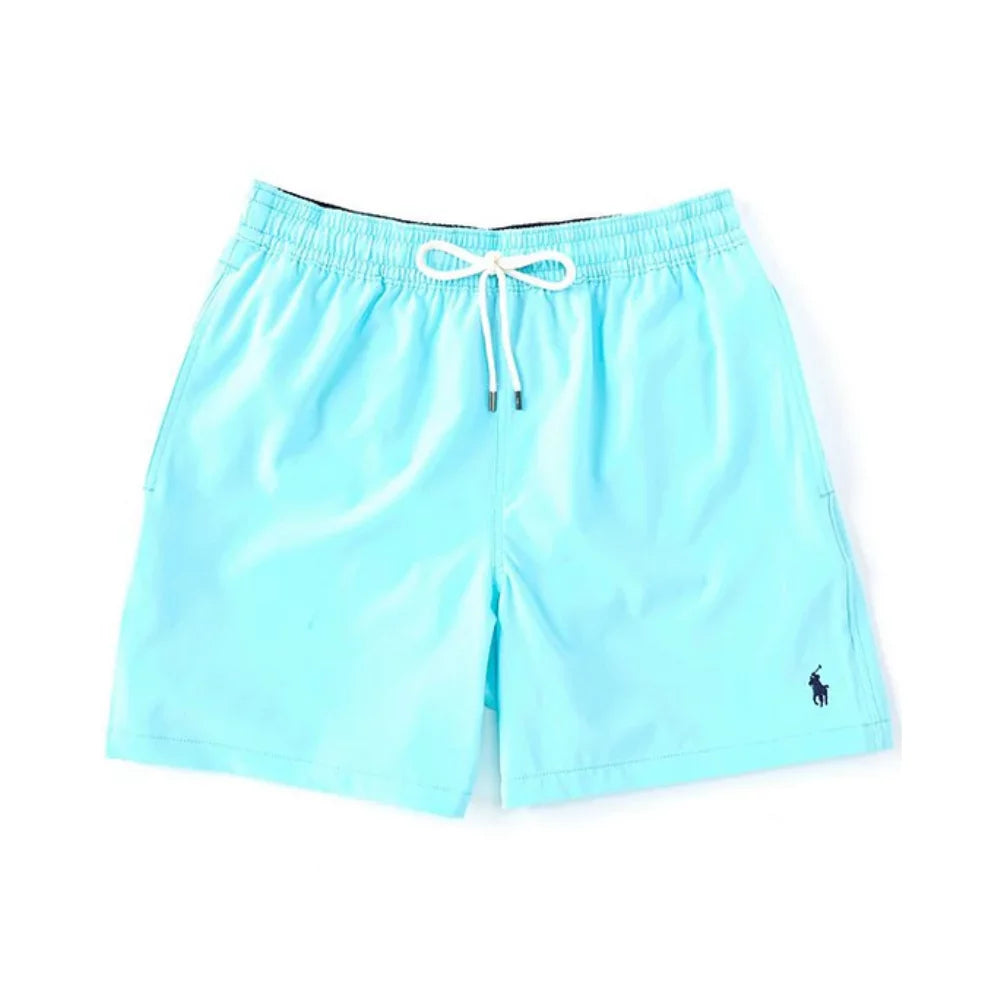 Inseam Lauren Swim Ralph BLUE L HAMMOND Traveler Solid Trunks 5.75 Polo