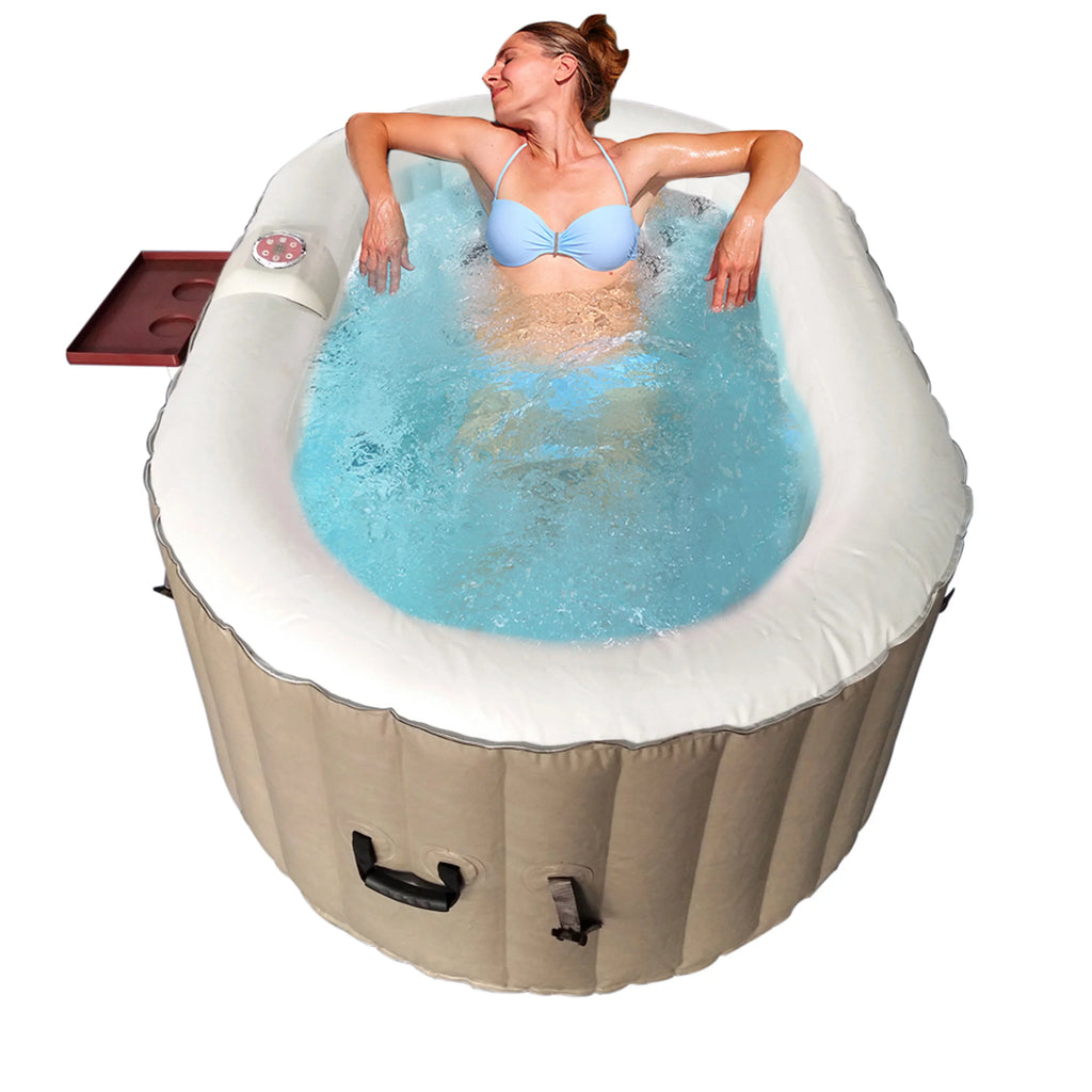 ALEKO Inflatable with Brown Cover Hot Gallon Oval 2 Jetted 145 Person Tub