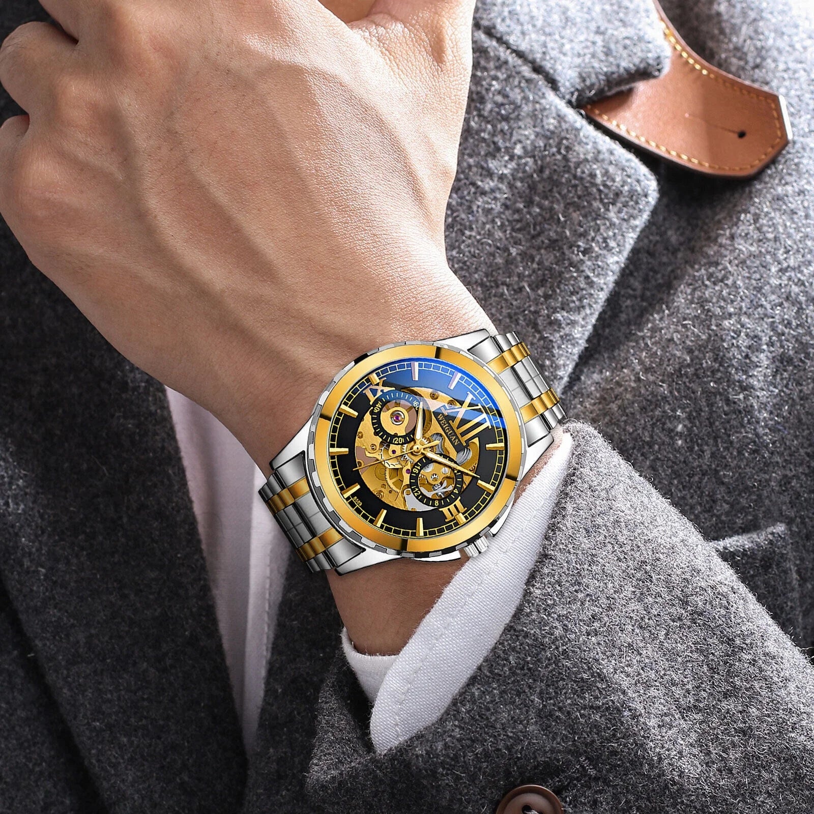 Luxury Automatic Mechanical Waterproof Steel Wrist Watch Stainless Men Business