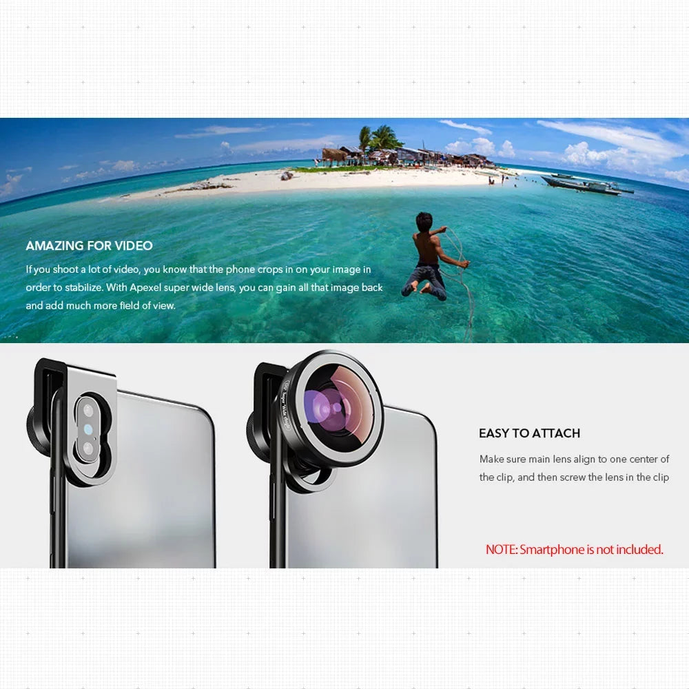Smartphone APEXEL Angle Super Single APL Galaxy HD5SW Dual for Lens Smartphones Pixel for Lens / Lens Wide 170°