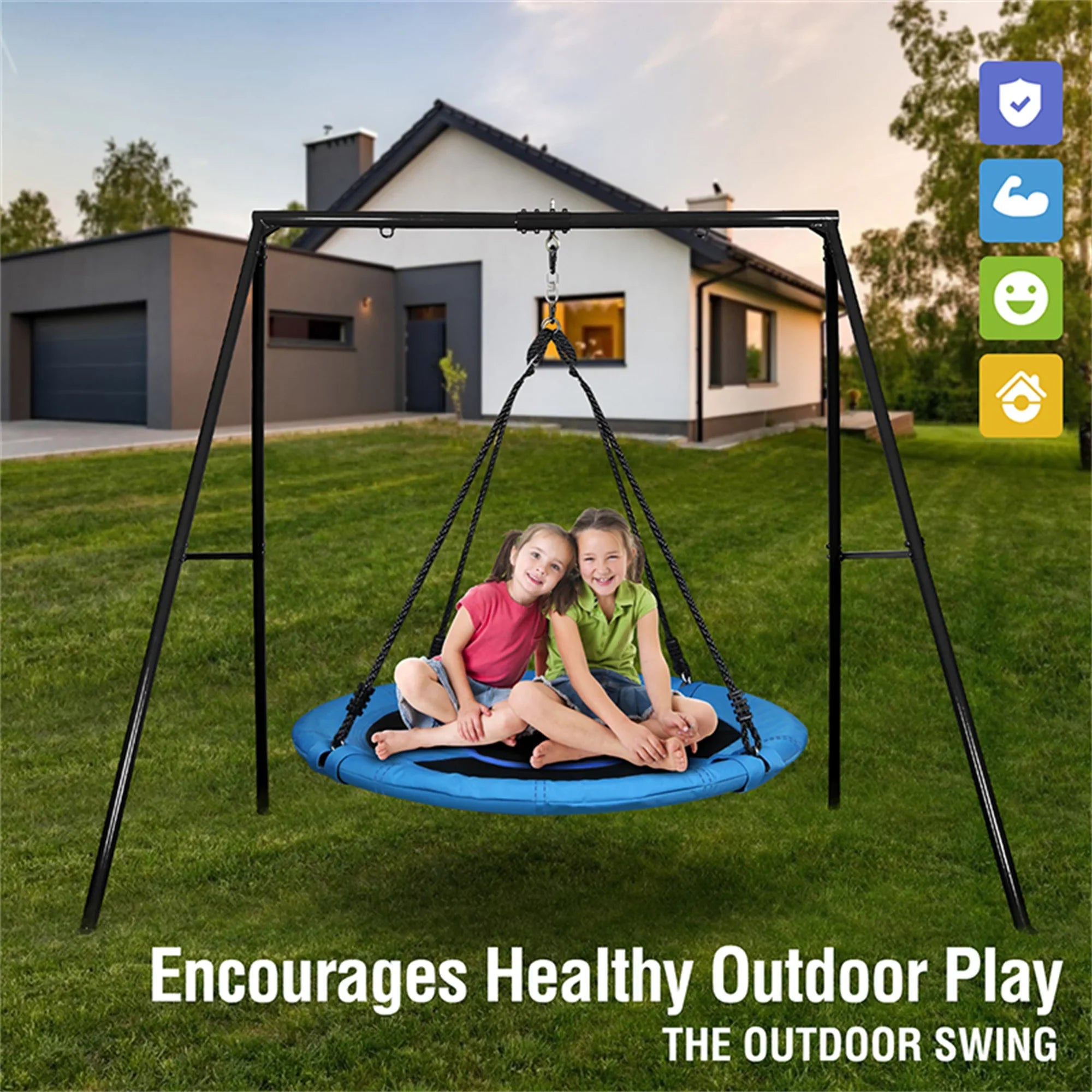 and 440lbs Saucer Metal Tree Set Swing Trekassy Metal Swing with Stand 40 Inch A-Frame Duty Swing, Swivel Heavy