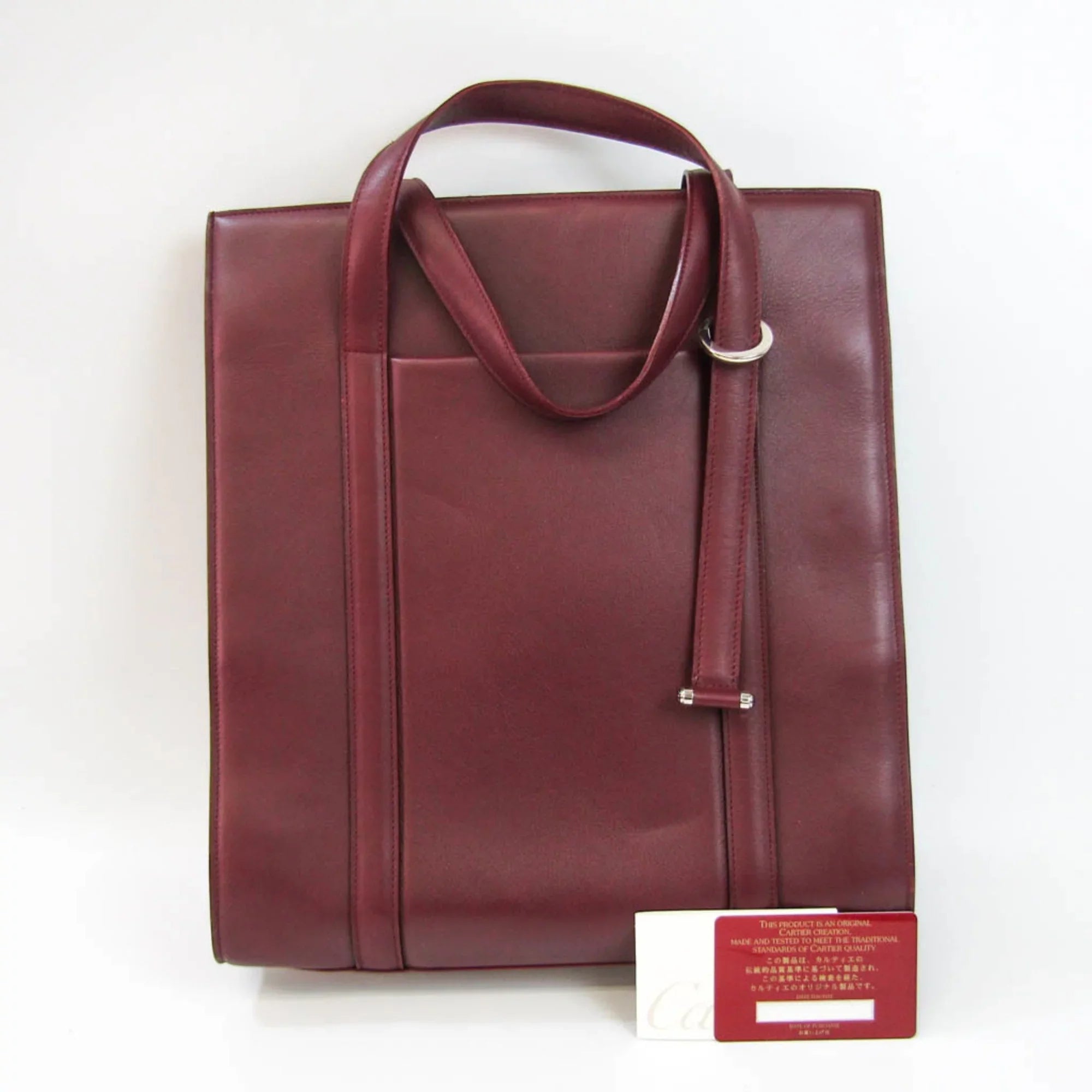Bag Pre-Owned Tote Cabochon (Good) Cartier Women's Bordeaux Leather