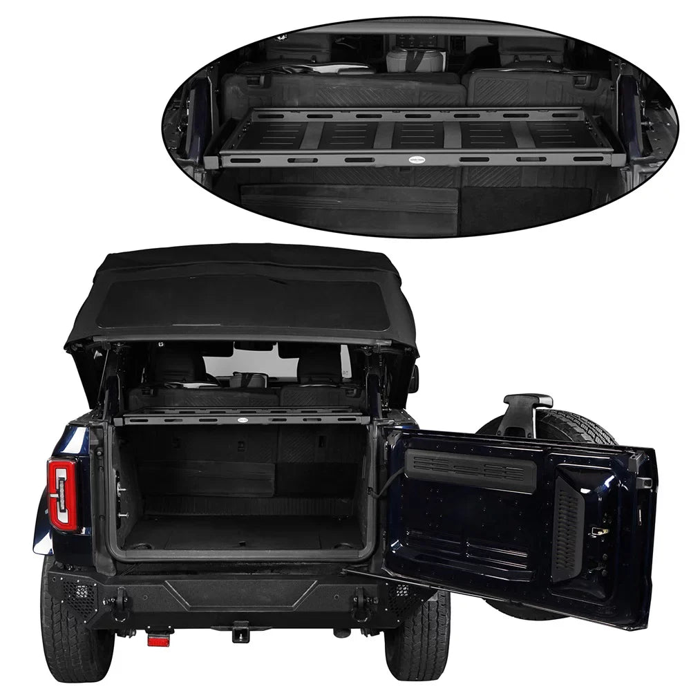 Fit Rack Bronco Basket Box Luggage Rear Black Road Cargo 2021-2023 Ford Hooke 4-Door