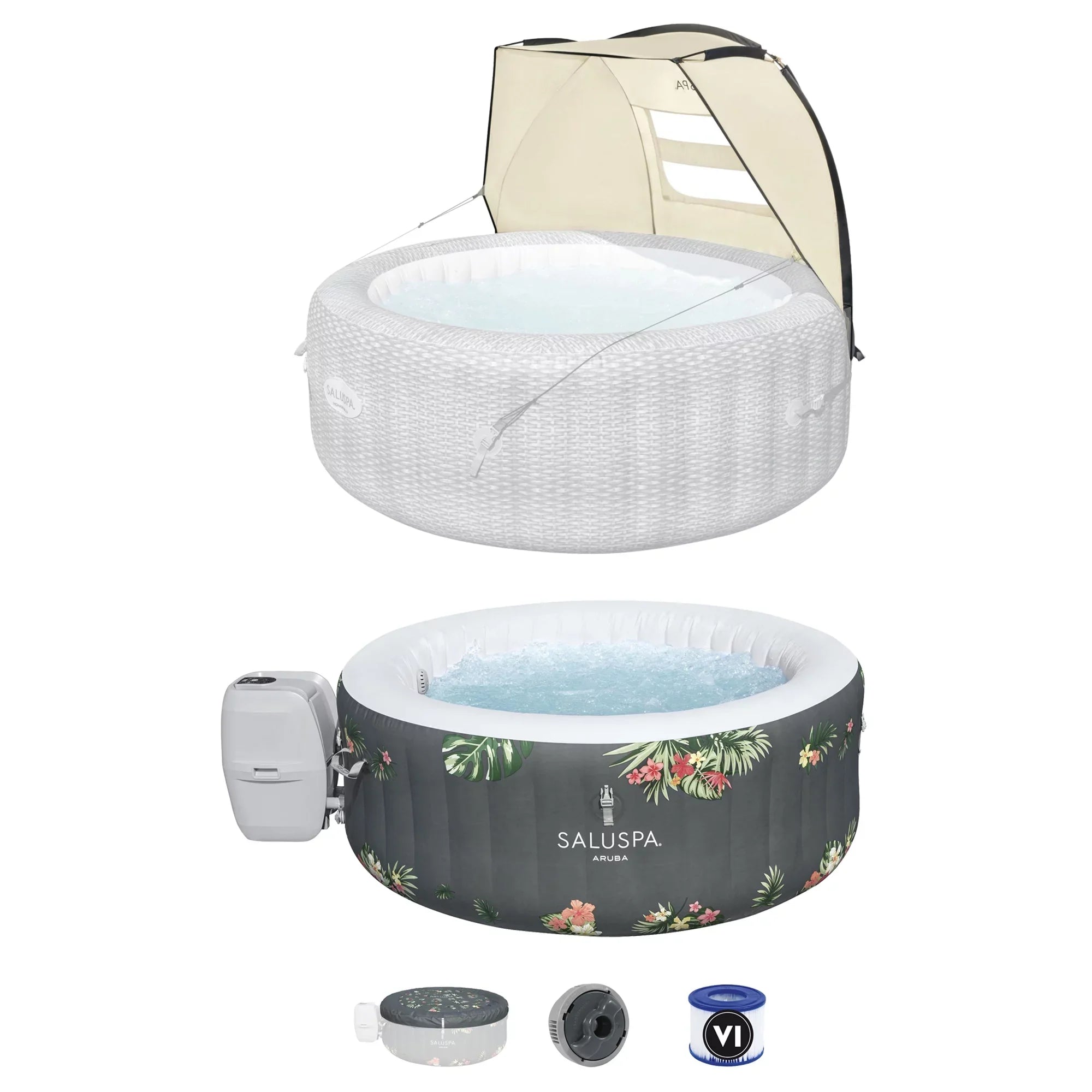 SaluSpa Inflatable Bestway with Canopy Shade Sun SaluSpa Aruba Tub Hot
