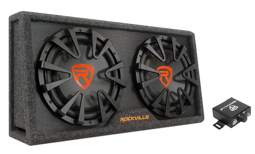 Car RG212CA Kit Vented Powered Rockville 2000w Subwoofer 12 Dual inches Enclosure+Amp