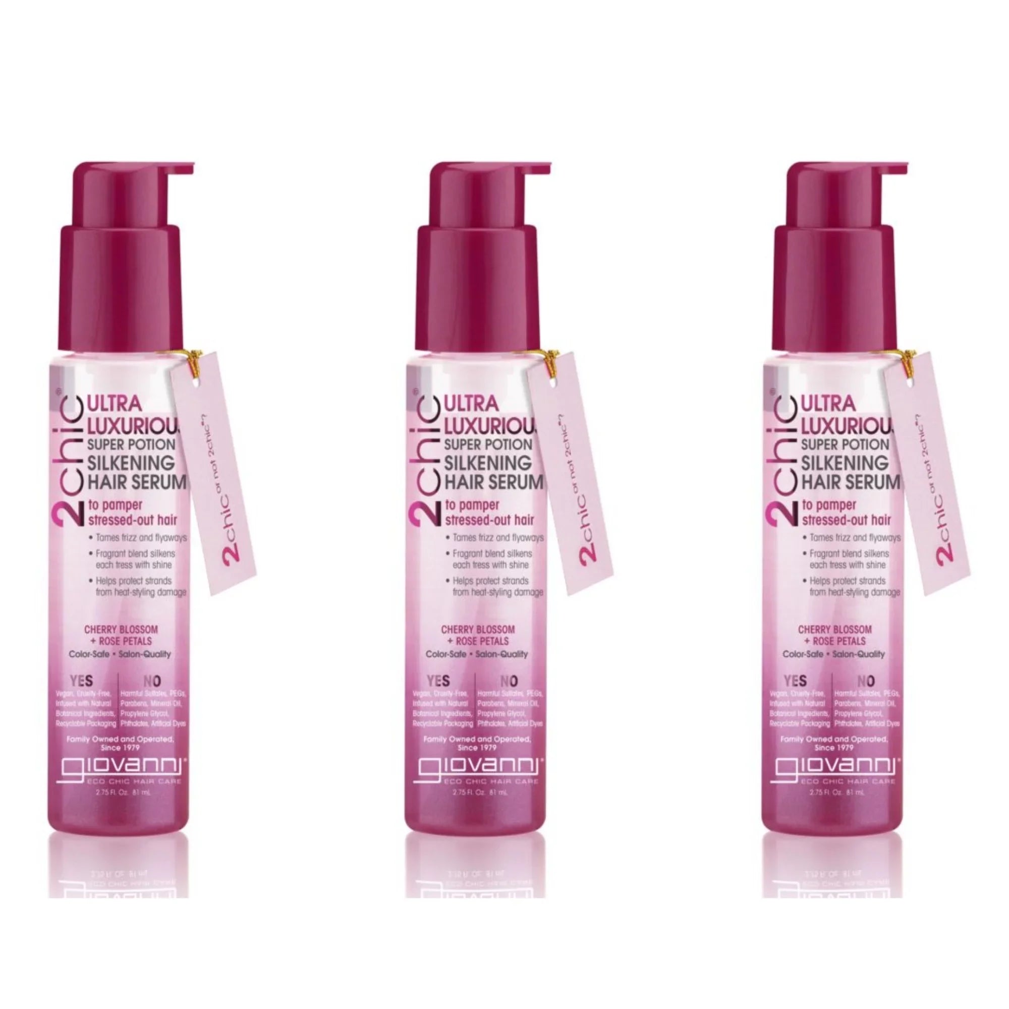 Free, GIOVANNI Hair Potion & Ultra (Pack Vera, Safe Super Hair, Paraben Blossom Smooths Aloe Curly 4 Rose Wavy 2chic of Silkening 3) oz. Cherry Petals, Serum, Luxurious Pro-Vitamin B5, Color &
