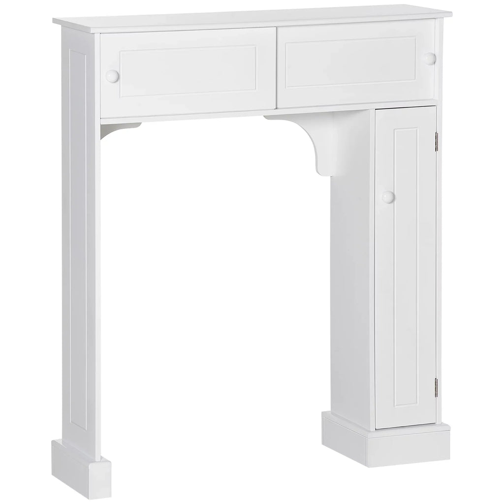 Organizer Cabinet, Storage Shelves, Toilet Rack, Over the Bathroom White Adjustable with Toilet Bathroom Freestanding kleankin