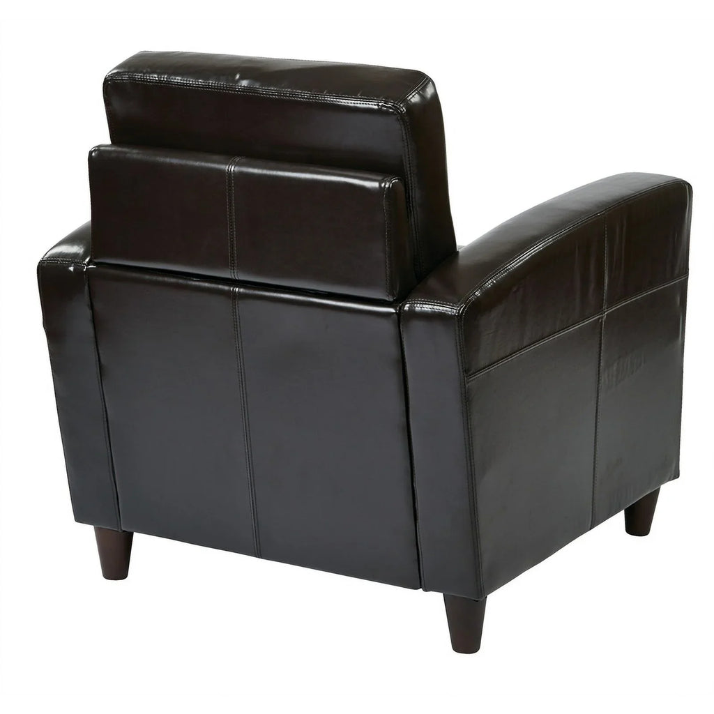 in Designs Transitional Upholstered 18'' Faux Atlin Club Espresso Chair Leather