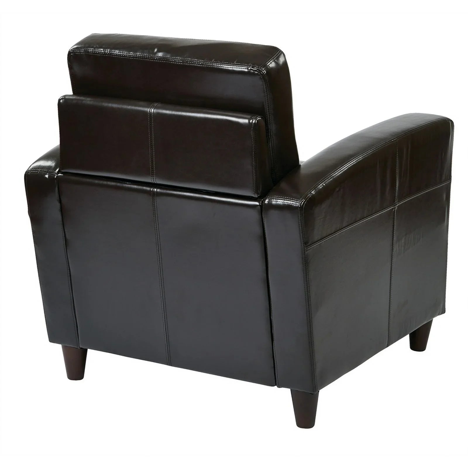 in Designs Transitional Upholstered 18'' Faux Atlin Club Espresso Chair Leather