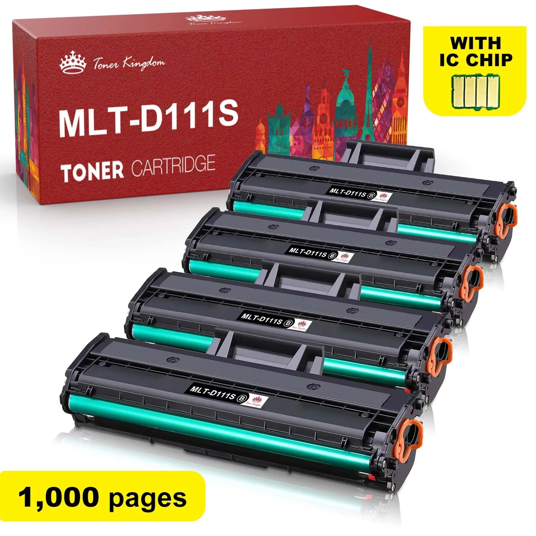 Work for Tonerkingdom Compatible Samsung M2020W Laser Replacement M2070W Toner with Xpress M2070FW 4-Pack MLT-D111S Ink Printer (Black) Samsung 111S
