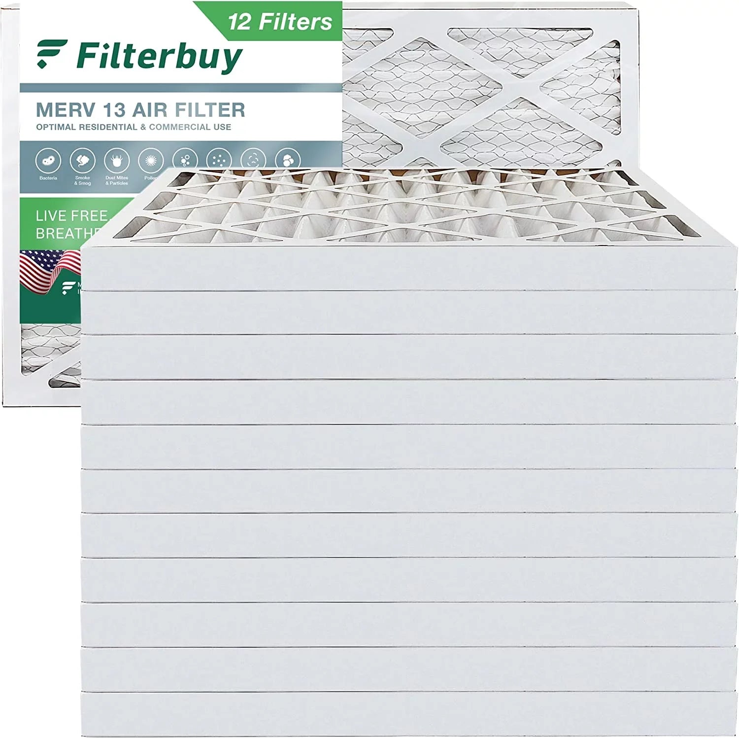 (12-Pack) 16x36x2 Pleated 13 MERV Filterbuy AC Air HVAC Furnace Filters