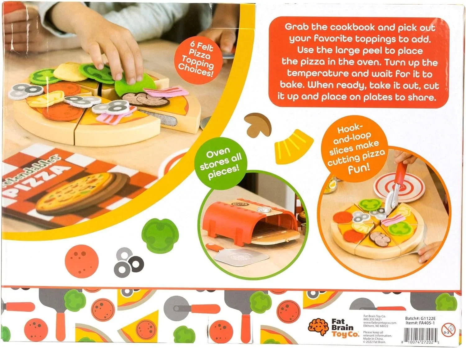 Storage, Set Pretend with - Oven Playset Fat Brain Pretendables Pizza Toys 3+ Backyard