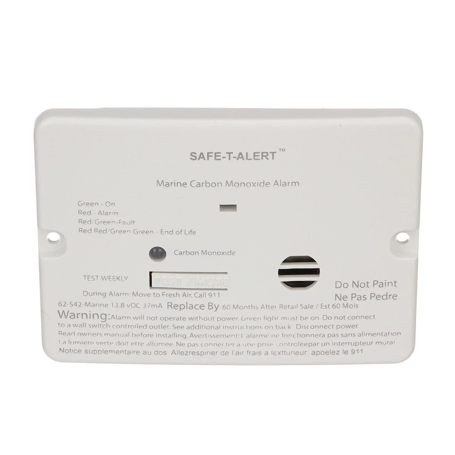 46361 Mount Carbon White Monoxide Flush Detector Seachoice Series 62