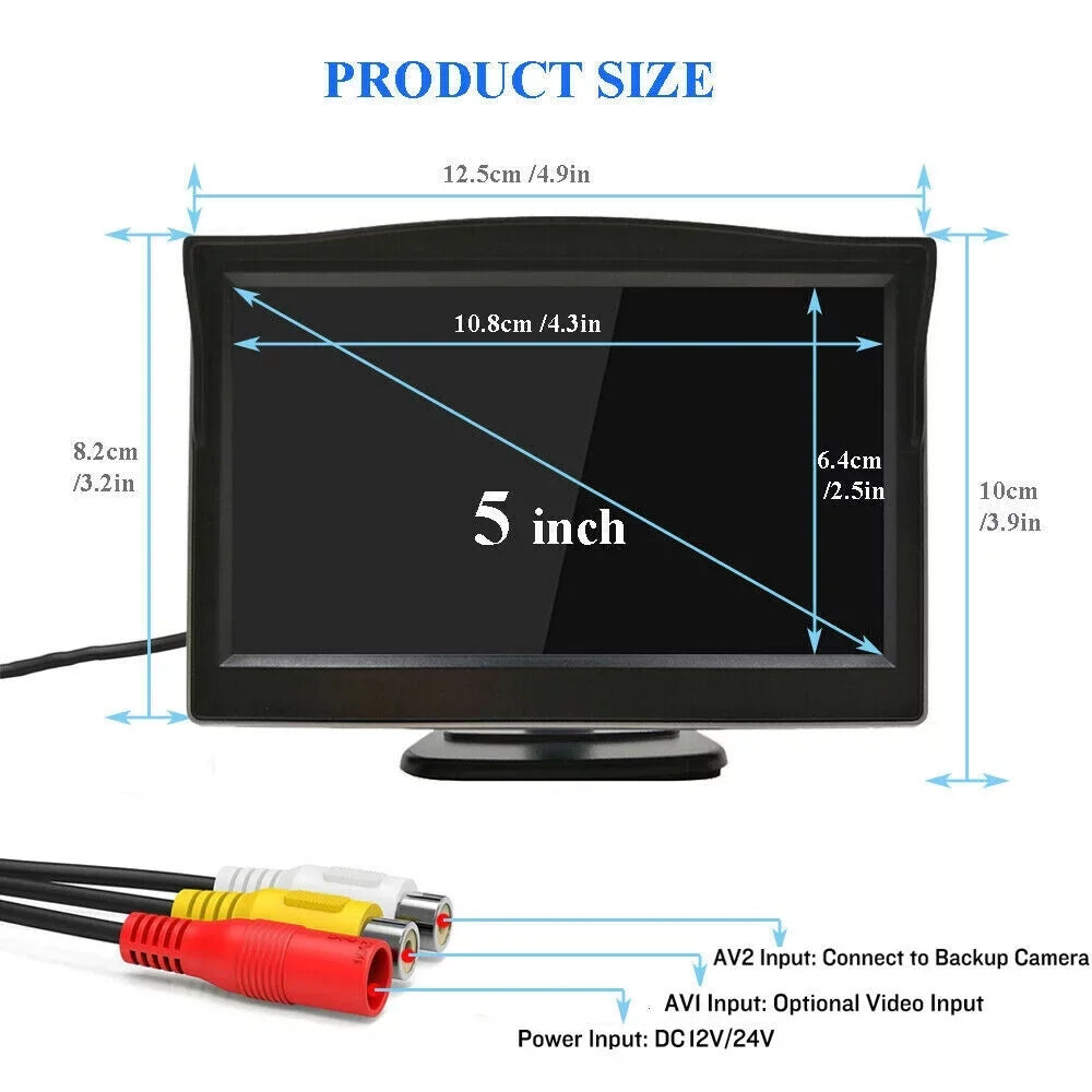 Rear Camera Monitor Parking Backup View Night HD 5inch + Vision Car System