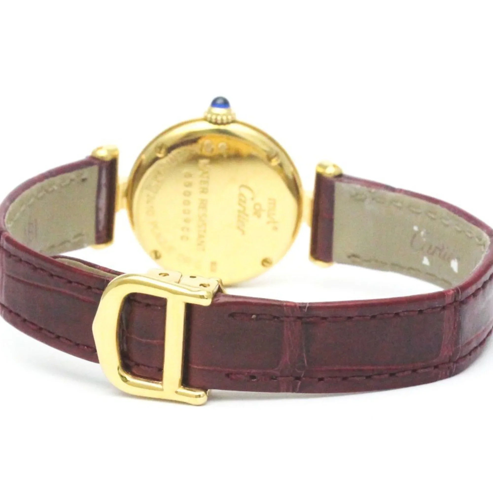 Plated Colisee Watch (Good) Gold Must BF568960 Leather Quartz Pre-Owned CARTIER Ladies