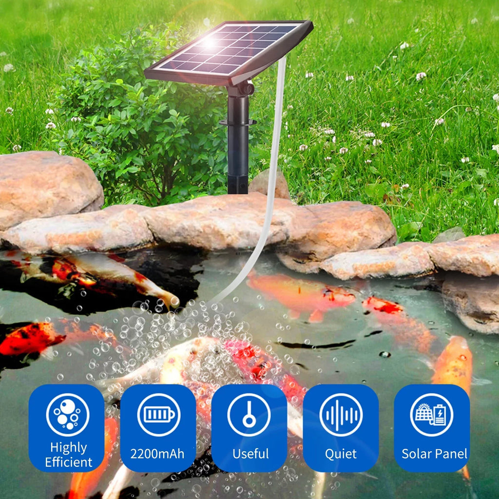 '-in Oxygenator Aquarium with for Htovila Pool Air 2 2W Aerator Stones Solar Bubble Air Fish Pump Fishing Pump Aerator 8.2ft Pond Garden Fish