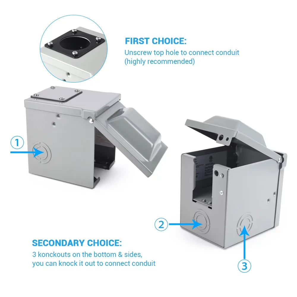 Lockable Box Plug, Motorhome Weatherproof MICTUNING Enclosed Power Travel Power RV 14-50R Gray Panel 125/250V, 50 RV Amp Outlet Camper Box Trailer NEMA for Outdoor RV Electrical Receptacle
