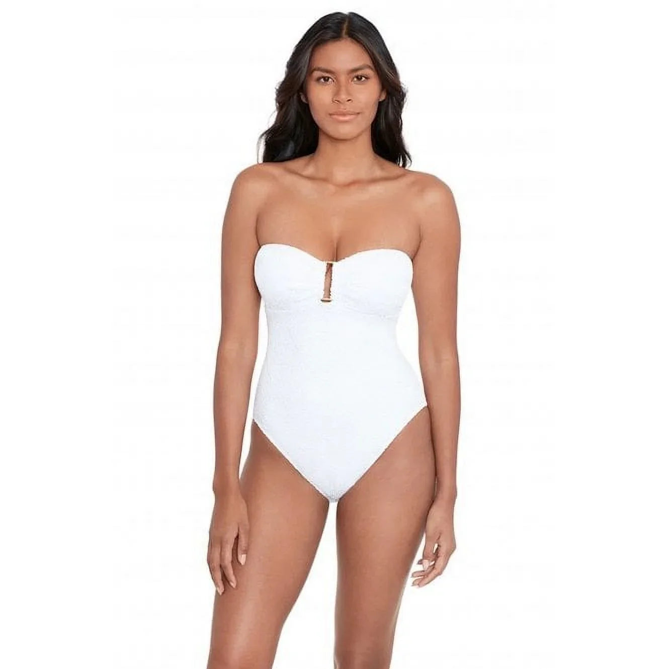Size Womens Bandeau Ring Lauren Ralph LAUREN Crochet White 4 One-Piece