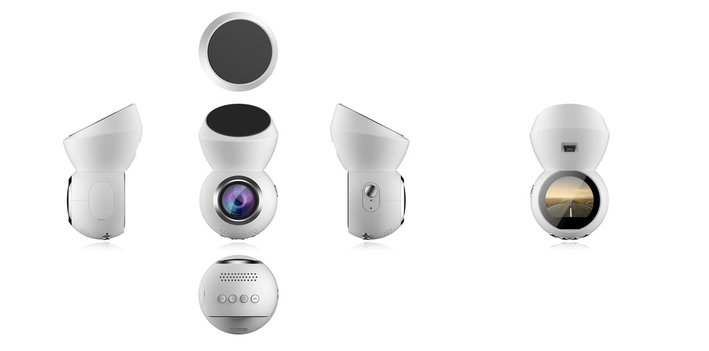 Parking IMPROVED* Dashcam (WHITE) Play Full GPS & Dash *NEW Dash JS Screen 3.0 & 1.22" w/ LED Plug 1080p - Monitor HD Cam- & &