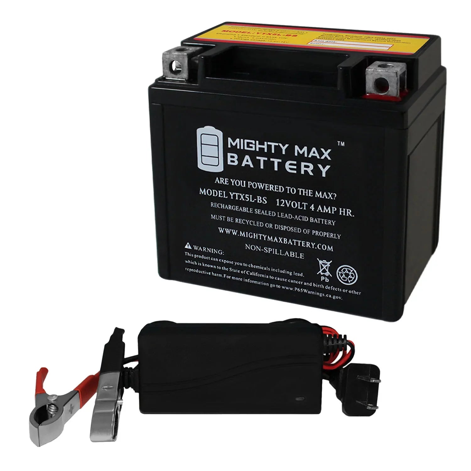 '- 2000 Battery YTX5L-BS 1Amp 12V Kymco 9 50 + Replaces Super Charger