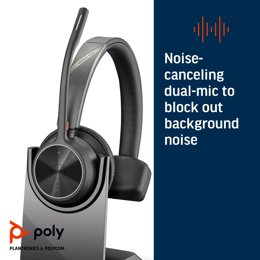 4310-M Headset - Teams 4.92 - - Wired/Wireless - - ft Mono - 164 - Bluetooth Over-the-head With 20 Stereo, Certified ft - Microsoft Binaural - 20 Charge kHz - Stand Voyager Hz ... Cable Poly Ear-cup -