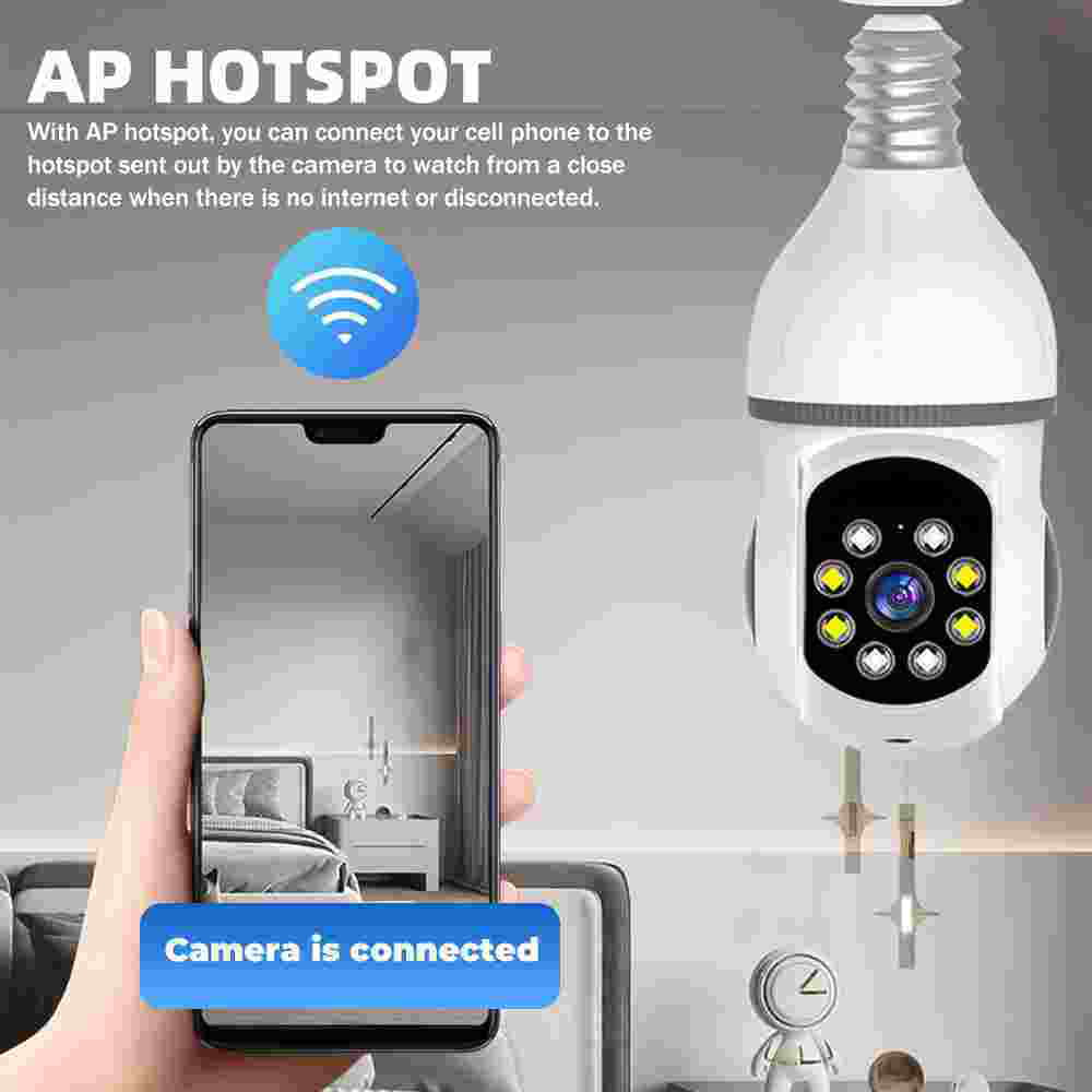 Detection, Cameras Camera, Vision with Bulb Security Home WiFi Kepeak Clear Motion