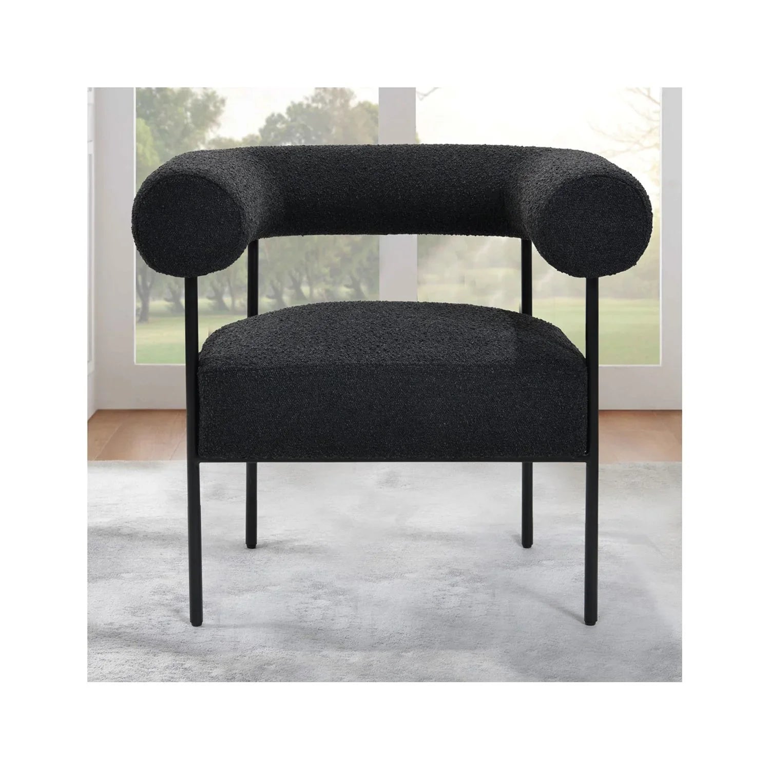 Boucle Metal Arm Black Palma Chair