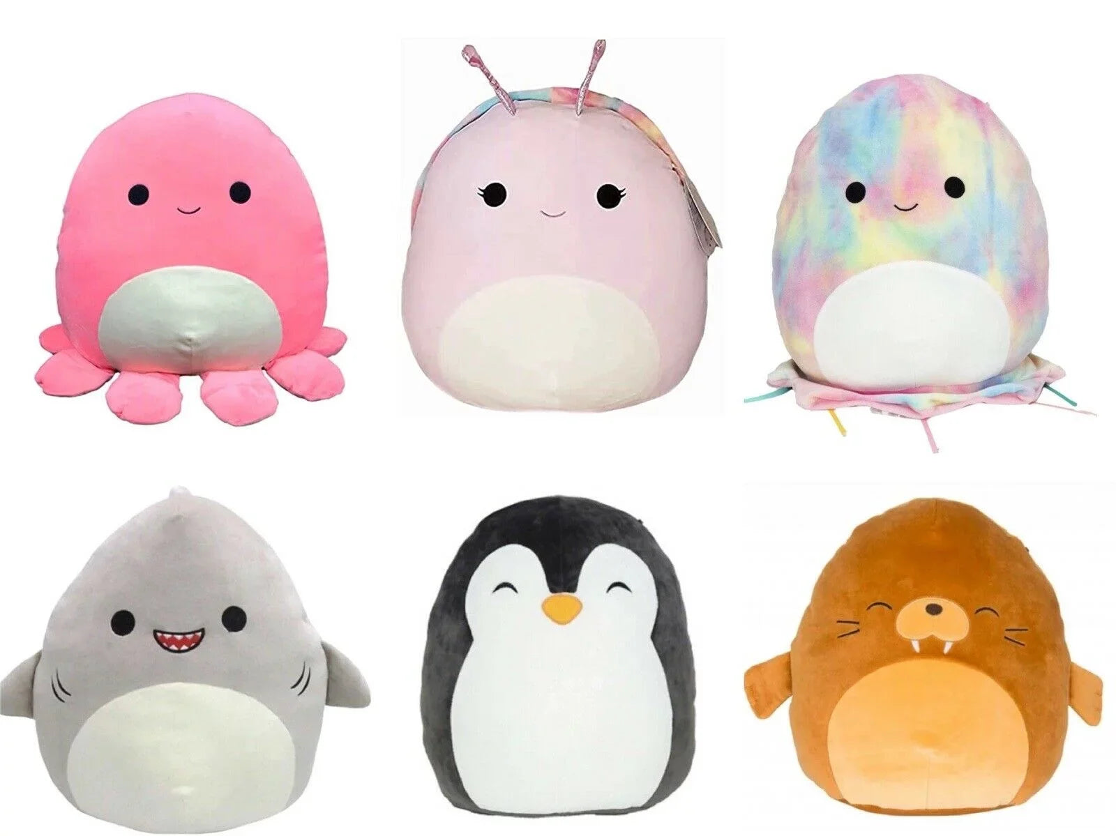Kellytoy 5" 6 Set Toy Piece Squishmallow Plush #A Series Sea-Life
