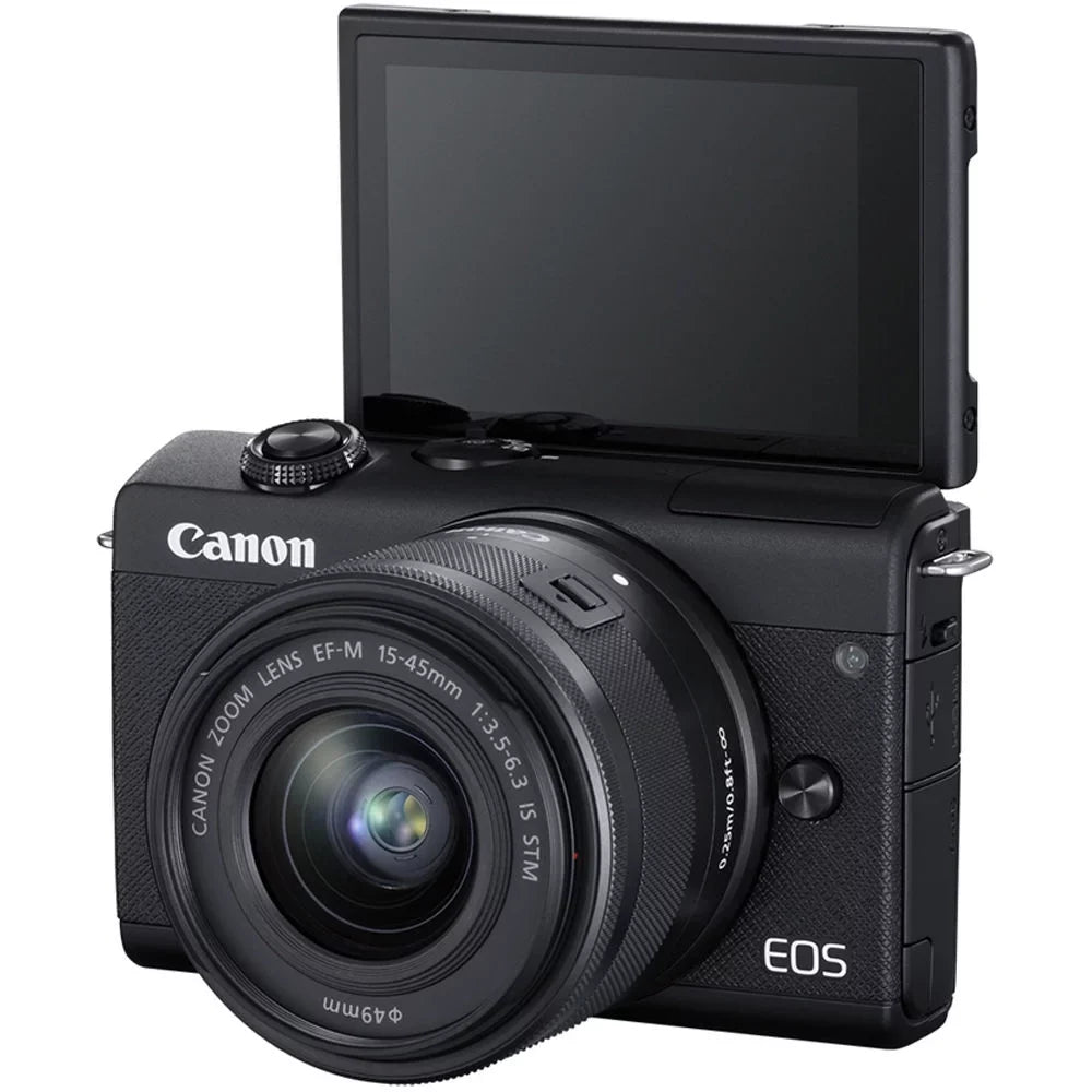 (3699C009), x Card, Camera External Corel Battery, Lens 64GB (Black) Filter 2 More with M200 Digital + Mirrorless Photo 15-45mm Charger Canon LPE12 Case, Kit, Software, EOS