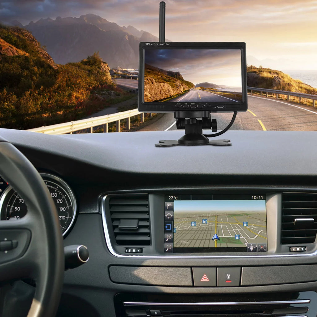 2.4G System Signal IP67 Van with Reverse Trunk SUV Vehicle Car Waterproof Car Screen Kit System Wireless View Parking Rear Backup Night 7In Camera for Vision Stable Monitor iMounTEK
