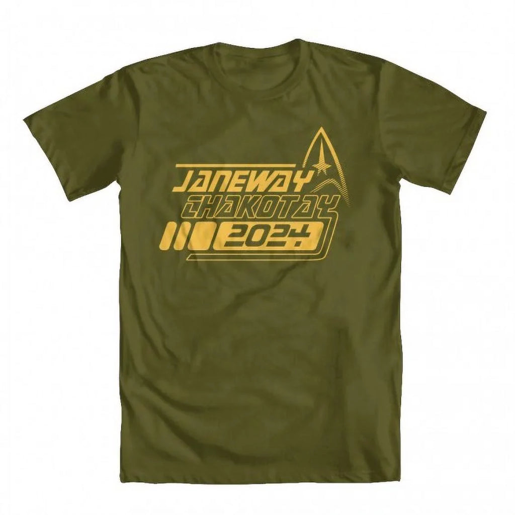Green Large Trek Inspired GEEK TEEZ Janeway Chakotay Military Original T-shirt Star Artwork Men's by 2024