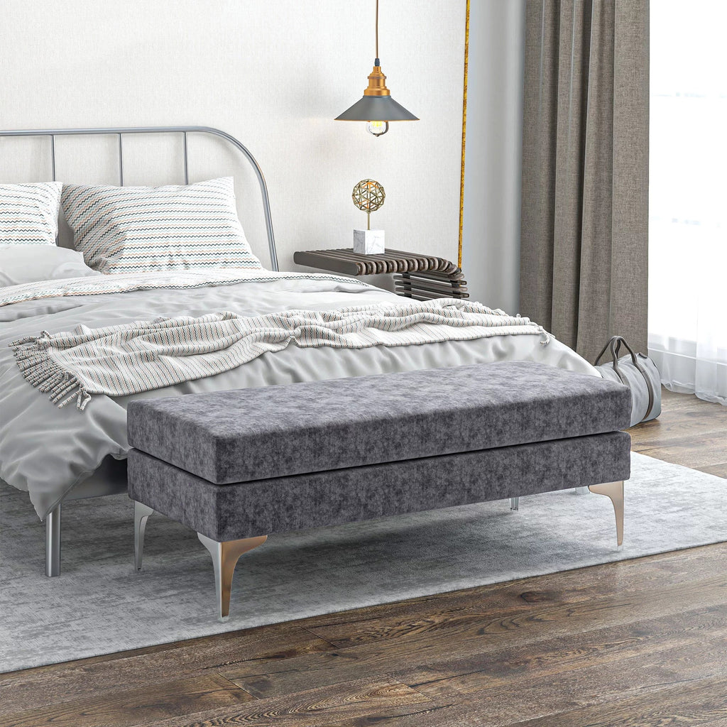 HOMCOM with of Dark End Steel 48" Bench Bed Legs, Gray