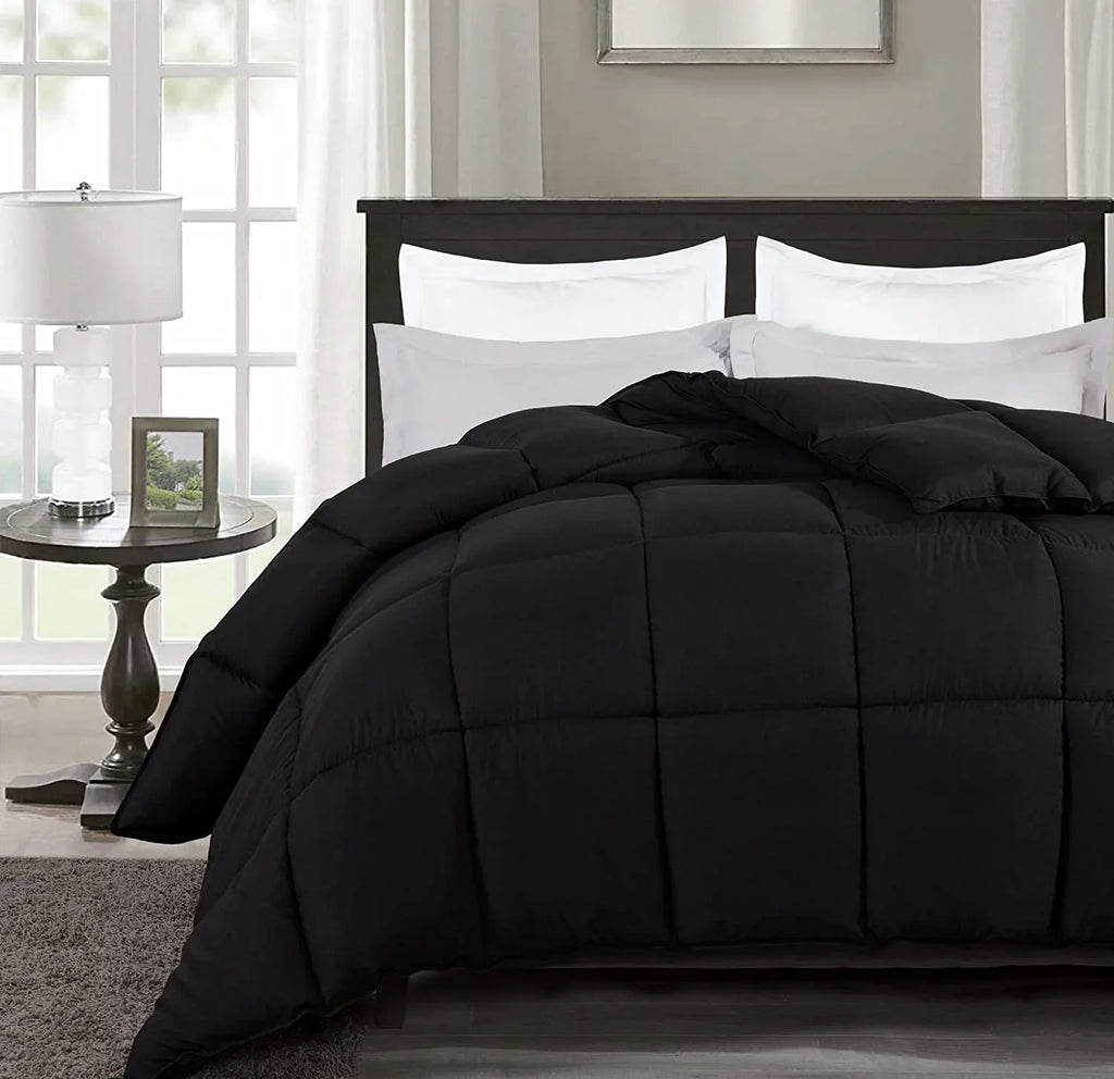'- Microfiber Insert Alternative Stitch Box Fill Season Black) (Cal Tabs Collection King, All King Size with - Comforter Quilted - Chezmoi Down California Plush Corner Duvet