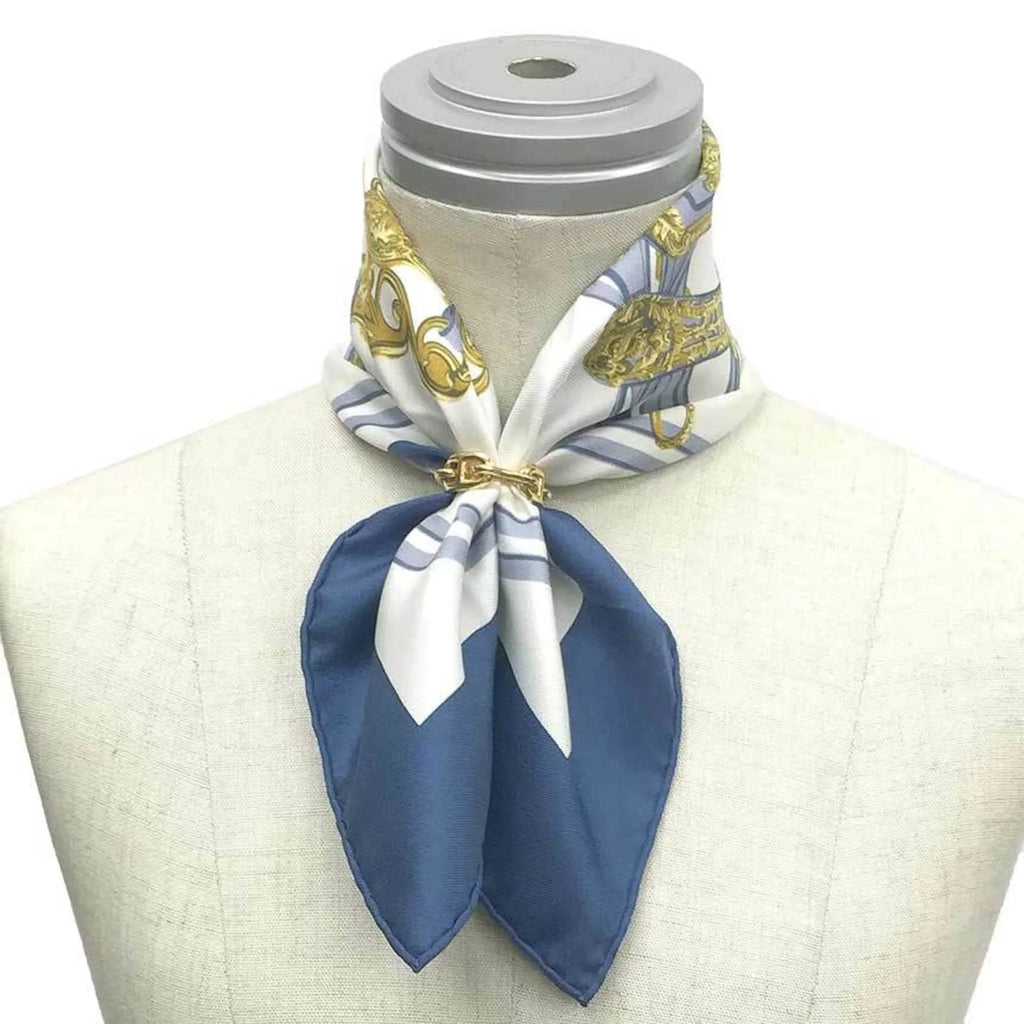 Scarf (ceremonial x White Hermes Pre-Owned Blue Carre de Muffler Silk 100% HERMES BRIDES (Like 45 New) bridle) GALA