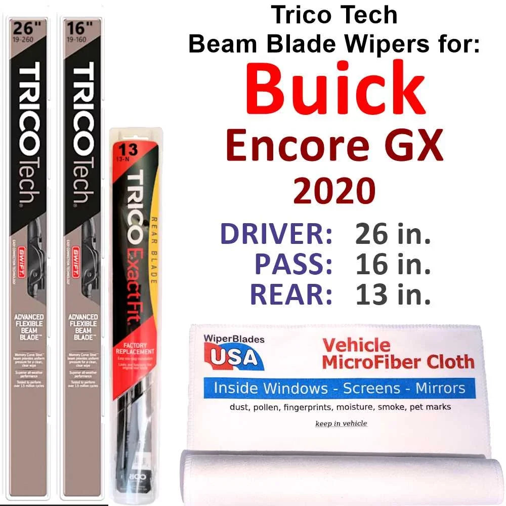 w/Rear of 2020 GX Wipers Beam 3) (Set Wiper Buick Encore Blade