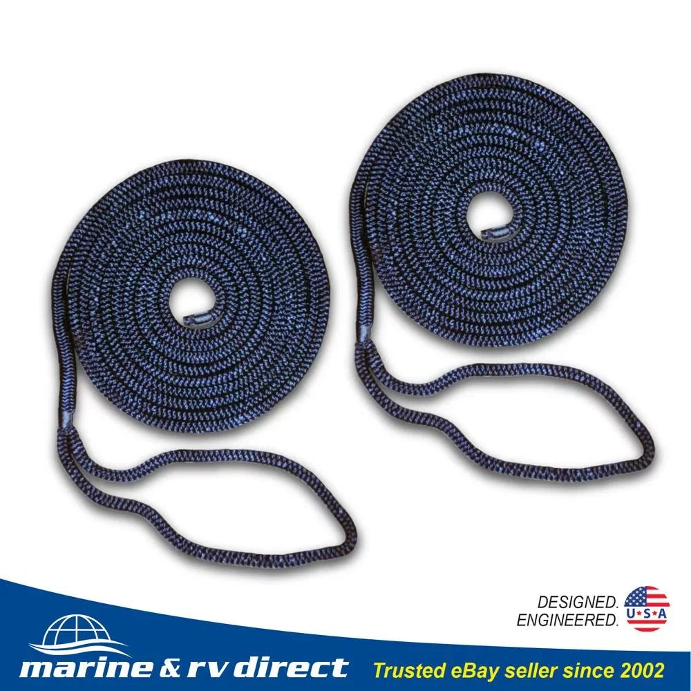 Dock Mooring PCS NAVY Inch 2 Line Boat Line Rope 16 15 1/2 Nylon Braided Dock FT BLUE Strand Double