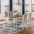 Country White Weathered Oak Belleza Finish French Set Furniture Roundhill and Antique Dining 5-Piece in