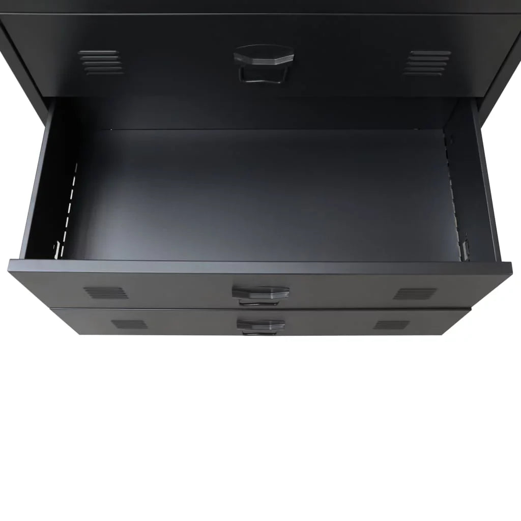 Metal Black Chest 36.6 D Entryway x Inches x with Room Side Industrial 15.7 Dresser Anself H) Furniture 4 Handles End x Living Drawer (W Decor x Bedroom 30.7 Cabinet Storage Hallway Style