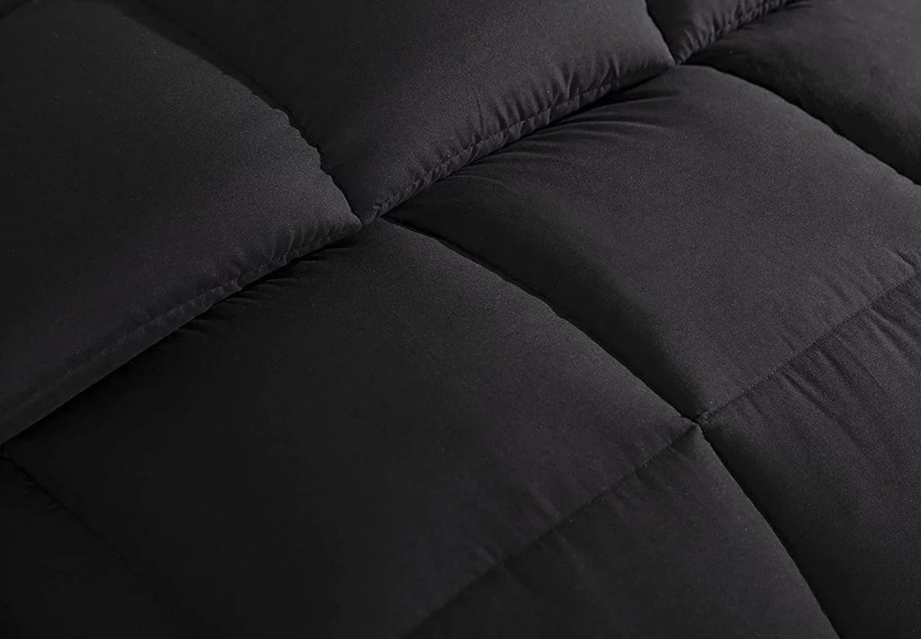 '- Microfiber Insert Alternative Stitch Box Fill Season Black) (Cal Tabs Collection King, All King Size with - Comforter Quilted - Chezmoi Down California Plush Corner Duvet