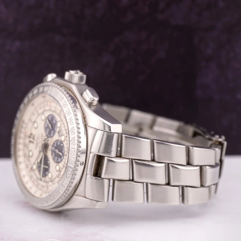 Dial Men's B-2 BREITLING White Watch Steel Automatic Chronograph 44mm A42362