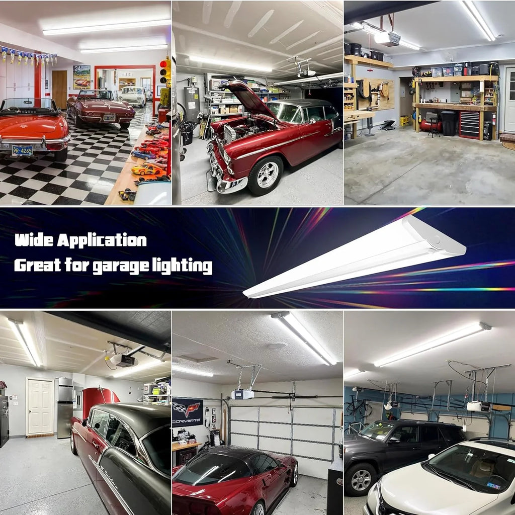 Fluorescent Commercial for LED Lights, Ultra Mount Equiv.], Office Flush Grade 5000K, Pack Wraparound Warehouse, Slim 12500LM, Strip 4 8 Light Garage T8 LED [6-lamp Foot QCAI Shop 110W 8FT Compact