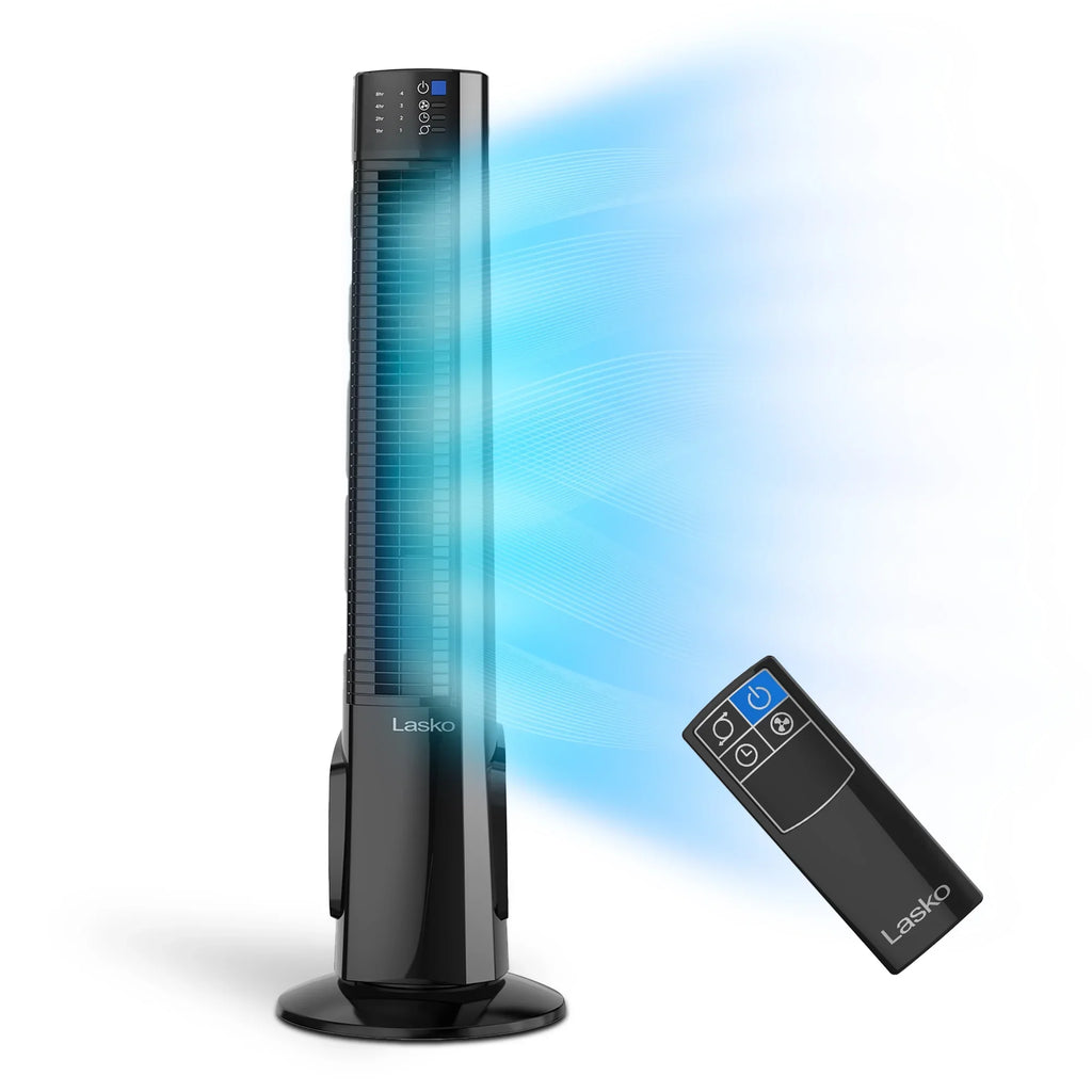 Fan Remote Tower Hybrid Control, with New Black/Silver, 4-Speed 38" Timer, Lasko T38415,