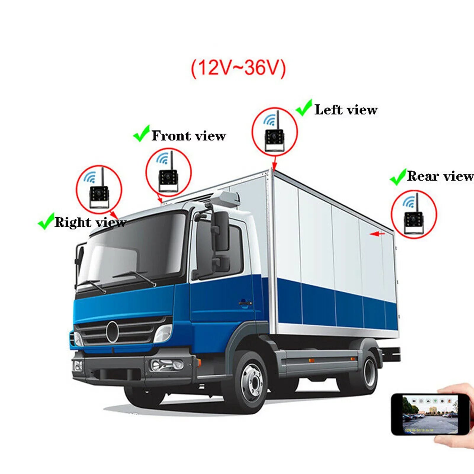 Reverse View Ip67 Rear Camera Waterproof View Wireless Camera Waterproof Rear Car Camera 12v~36v Waterproof Bus Webcam,Ip67 View Aumotop ReverseVision BusVision WirelessLed Camera