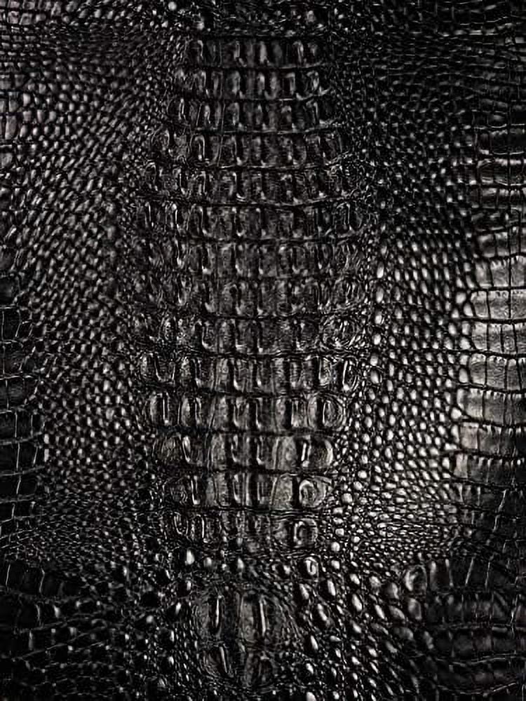 Vinyl Wide Fabric Leather Sold Black) By Yard Upholstery Glossy (SEMI Crocodile Fake 54" The